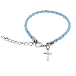 Braided PU Thong Crucifix Bracelet