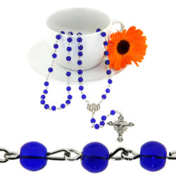 Dark Blue Glass Rosary 6mm