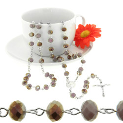 Gold AB over Dark Pink Crystal Rosary