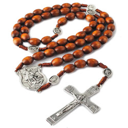 Brown Wood Rosary - St Michael
