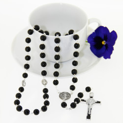 Black Glass St Benedict Rosary