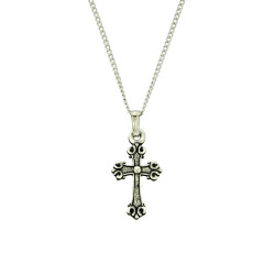Antique Silver Plated Cross Pendant - 19mm