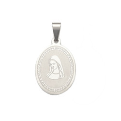 Stainless Steel Oval Madonna Pendant