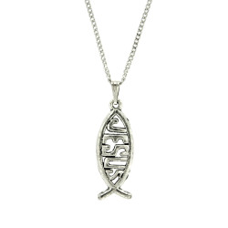 Fish Pendant with Jesus in letters - 15mm