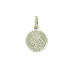 Sterling Silver Saint Christopher Medallion Round 12mm