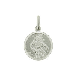 Sterling Silver Saint Christopher Medallion Round 16mm