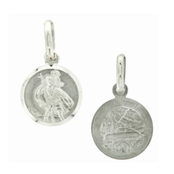 Petite Sterling Silver Saint Christopher Medallion Round Car 10mm